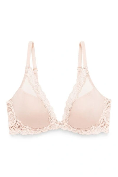 Natori Feathers Contour Plunge T-shirt Everyday Plunge Bra (32dd) Basics In Rose