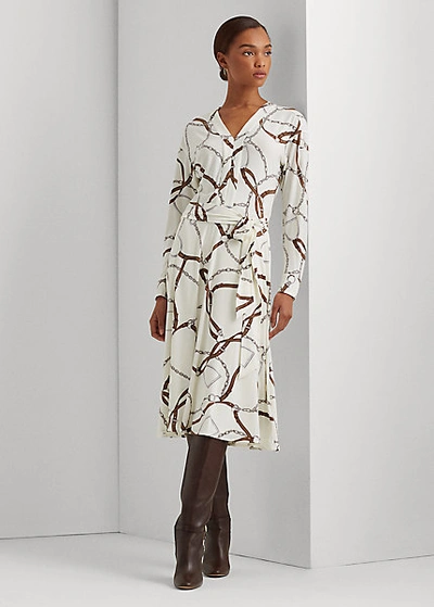 Lauren Ralph Lauren Print Jersey Fit-and-flare Dress In Pale Cream Multi