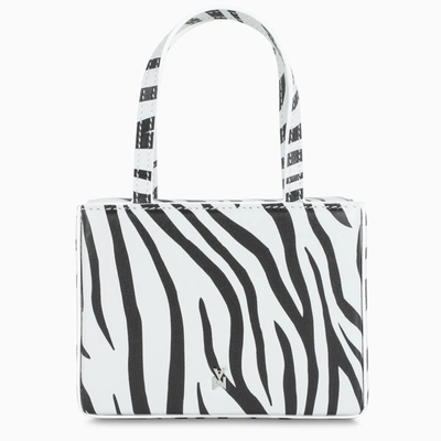 Amina Muaddi Amini Georgia Zebra Print Leather Top Handle Bag In Multicolor