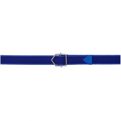 Bottega Veneta Blue Herringbone Belt In 4290 Cobalt Navy/cob