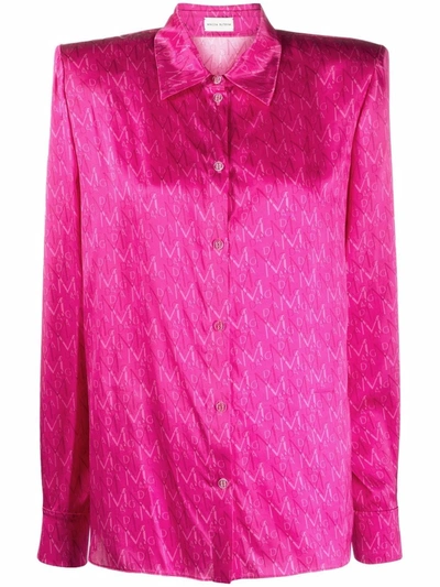 Magda Butrym Fuchsia Monogrammed Silk-satin Shirt In Pink