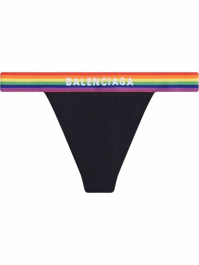 Balenciaga Pride Sporty Thong In Black