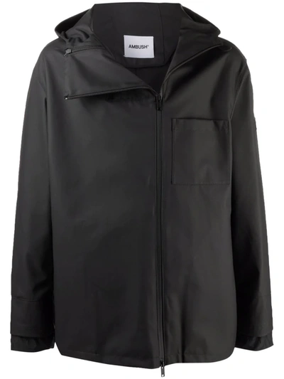 Ambush Black Coated Zip-front Jacket In Nero