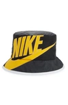 Nike Sportswear Unisex Futura Logo Nylon Bucket Hat In Black/ Anthracite/ White