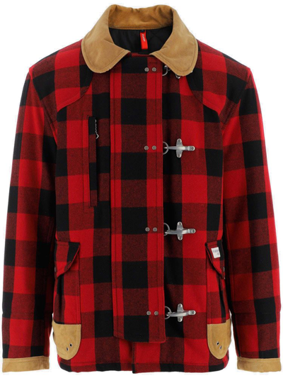 Fay Archive Check-pattern Field Jacket In Red