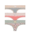 Honeydew Women's Ahna Thong, Pack Of 3 In Heather Grey/angelfish/sandcastle Floral