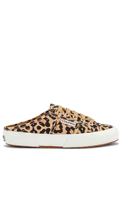 Superga Women's Low Top Sneaker Mules In Black / Leopard