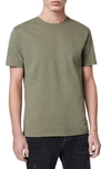 Allsaints Mens Agave Green Brace Tonic Crewneck Brushed-cotton T-shirt S In Aloe Green