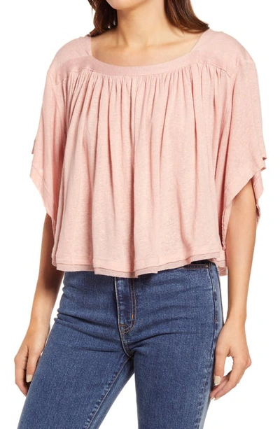 Free People Sunsetter Linen Blend Top In Strawberry Smoothie