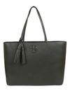 Tory Burch Mcgraw Leather Tote - Green In Black