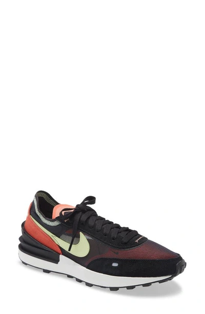 Nike Waffle One Low-top Sneakers In Black/lime Ice/magic Ember