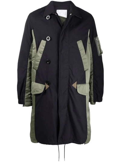 Sacai Drawstring-waist Trench Coat In Blue