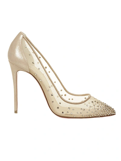 Christian Louboutin Follies Strass 100 Rete/suede Lame In F065