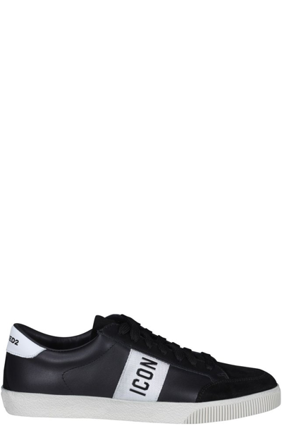 Dsquared2 Icon Cassetta Leather Sneakers In Black