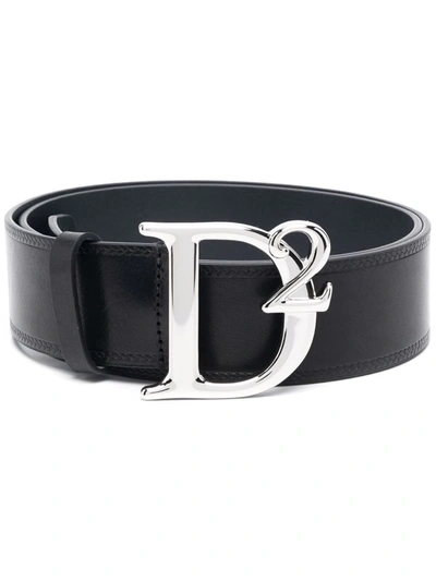 Dsquared2 4.5cm D2 Buckle Leather Belt In Black