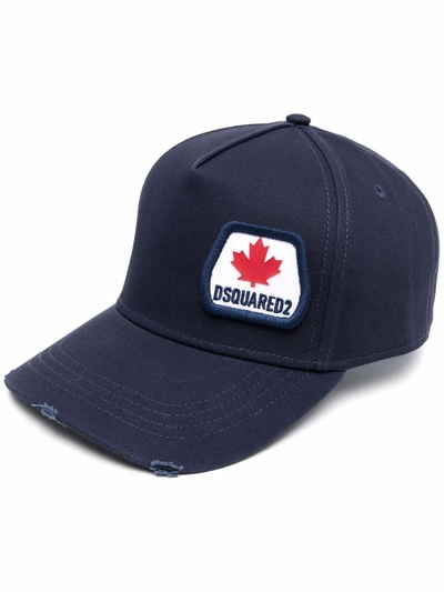 Dsquared2 Adjustable Men's Cotton Hat Baseball Cap   D2 Patch In Blu