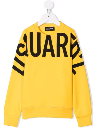 Dsquared2 Teen Logo-print Cotton Sweatshirt In Giallo