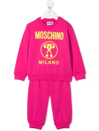 Moschino Babies' Logo-print Tracksuit Set In Pink