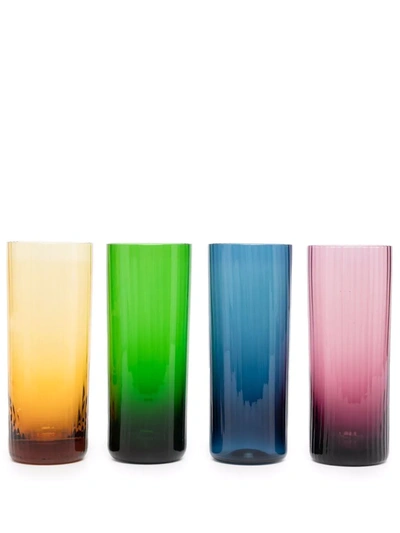 La Doublej X Salviati Set Of Four Murano Highball Glasses In Misty Rainbow Mix