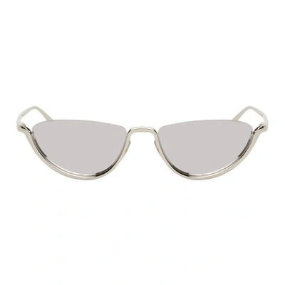 Bottega Veneta Silver Metal Cat-eye Sunglasses In 002 Silver