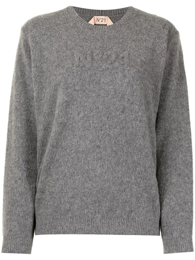 N°21 Logo-knit Wool Jumper In Grey