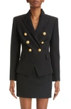 Balmain Woman Black Wool Blazer With Gold Embossed Buttons