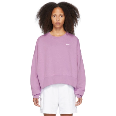 Nike Sportswear Essential Oversize Sweatshirt In Light Bordeaux/ White