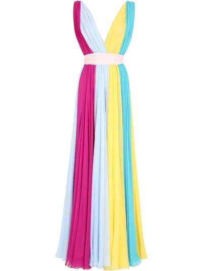 Dolce & Gabbana Long Multi-colored Chiffon Dress In Multicolor