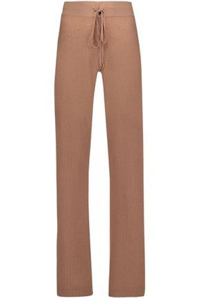 A.l.c Woman Stewart Ribbed-knit Merino Wool And Cashmere-blend Track Pants Tan