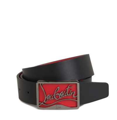 Christian Louboutin Ricky Logo-buckle Leather Belt In Black