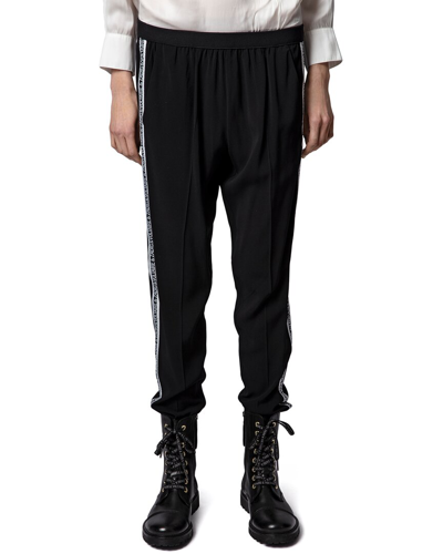 Zadig & Voltaire Paula Side-stripe Woven Trousers In Noir