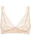 Hanro Moments Soft-cup Stretch-lace Triangle Bra In Beige