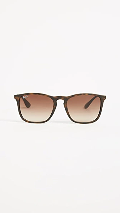 Ray Ban Rb4187 Chris Square Sunglasses In Rubber Havana/gradient Brown