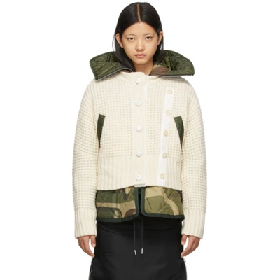 Sacai + Kaws Convertible Ribbed Wool-blend And Quilted Shell Jacket In White