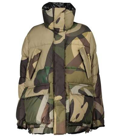 Sacai + Kaws Quilted Camouflage-print Shell Jacket In Green