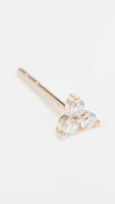 Ef Collection Diamond Trio Single Stud Earring In Gold
