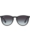 Ray Ban Rb4171 Erika Nylon Acetate Round-frame Sunglasses In Grey-black