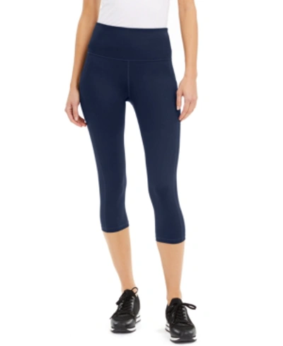 Ideology Women's Compression High-rise Side-pocket Cropped Leggings, Regular & Petite, Created For Macy's In Indigo Sea