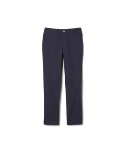 French Toast Kids' Plus Size Girls Adjustable Waist Stretch Twill Straight Leg Pant In Navy