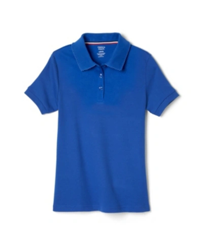 French Toast Kids' Little Girls Short Sleeve Picot Collar Interlock Polo Shirt In Royal Blue