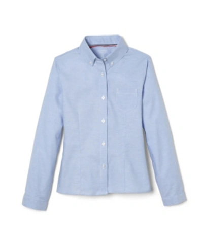 French Toast Kids' Plus Size Girls Long Sleeve Oxford Shirt In Blue