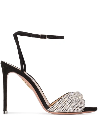 Aquazzura Crystal Twist High-heel Sandals In Black,silver