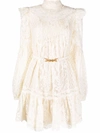 Zimmermann Concert Long Sleeve Textured Lace Minidress In Cream | ModeSens