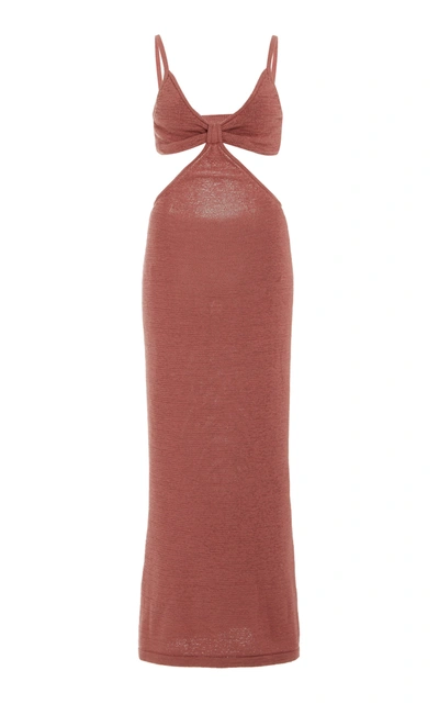 Cult Gaia Serita Cotton-blend Ribbed-knit Cutout Dress In Pink