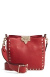 Valentino Garavani Rockstud Mini Hobo Crossbody Bag In Rosso V
