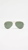 Ray Ban Ray-ban Unisex Original Polarized Brow Bar Aviator Sunglasses, 58mm In Gold/green Polarized