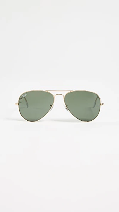 Ray Ban Ray-ban Unisex Original Polarized Brow Bar Aviator Sunglasses, 58mm In Gold/green Polarized