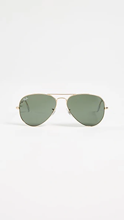 Ray Ban Ray-ban Unisex Original Polarized Brow Bar Aviator Sunglasses, 58mm In Gold/green