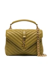 Saint Laurent College Olive Leather Shoulder Bag