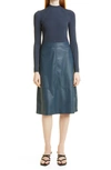 Ted Baker Alltaa Knitted And Faux-leather Midi Dress In Midnight